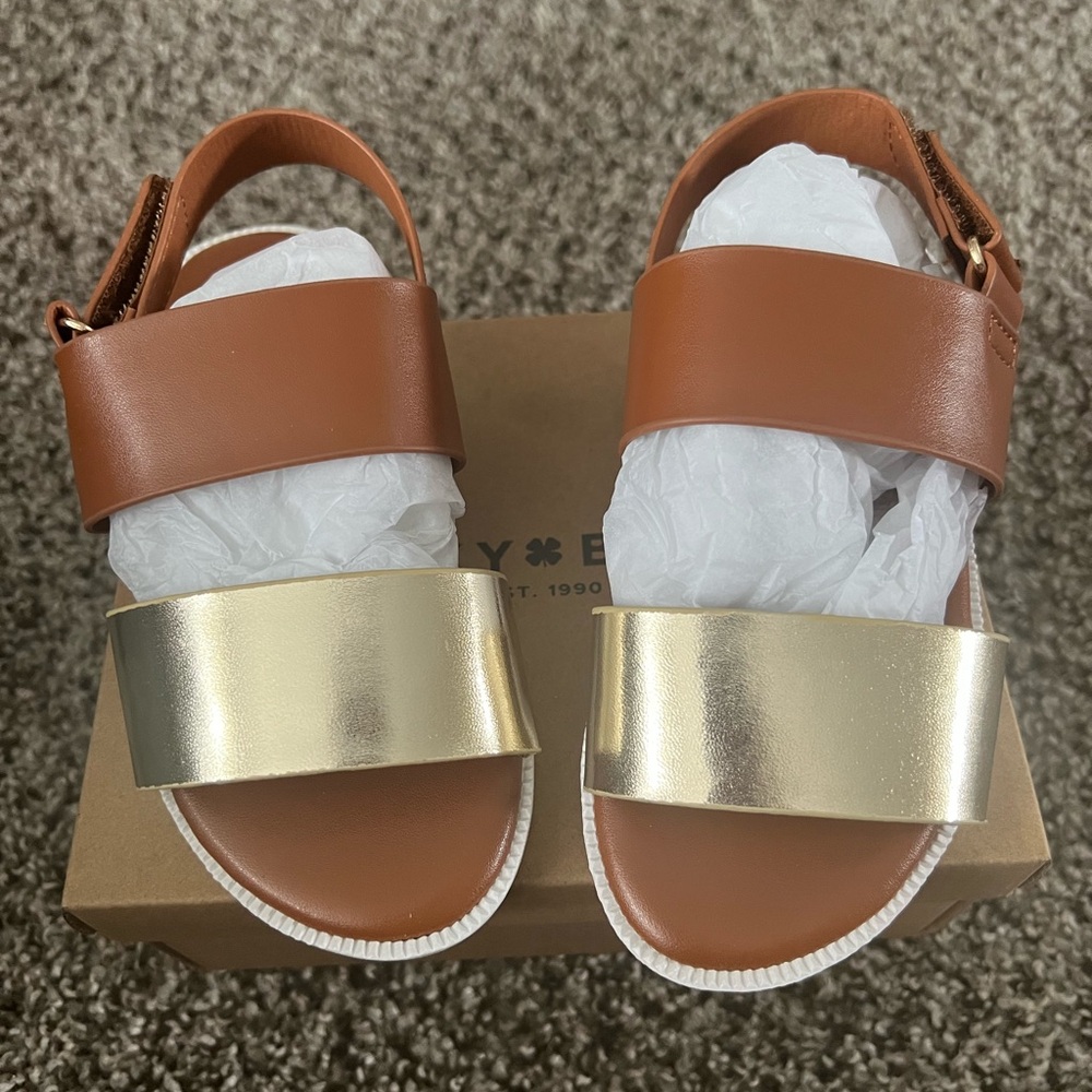 Lucky Brand Brown and Gold Sandals Two-Strap Design Toddler 9 - Picture 1 of 5